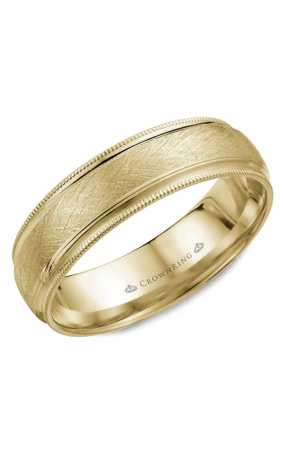 A 6.00mm Crownring Wedding Band in White Gold