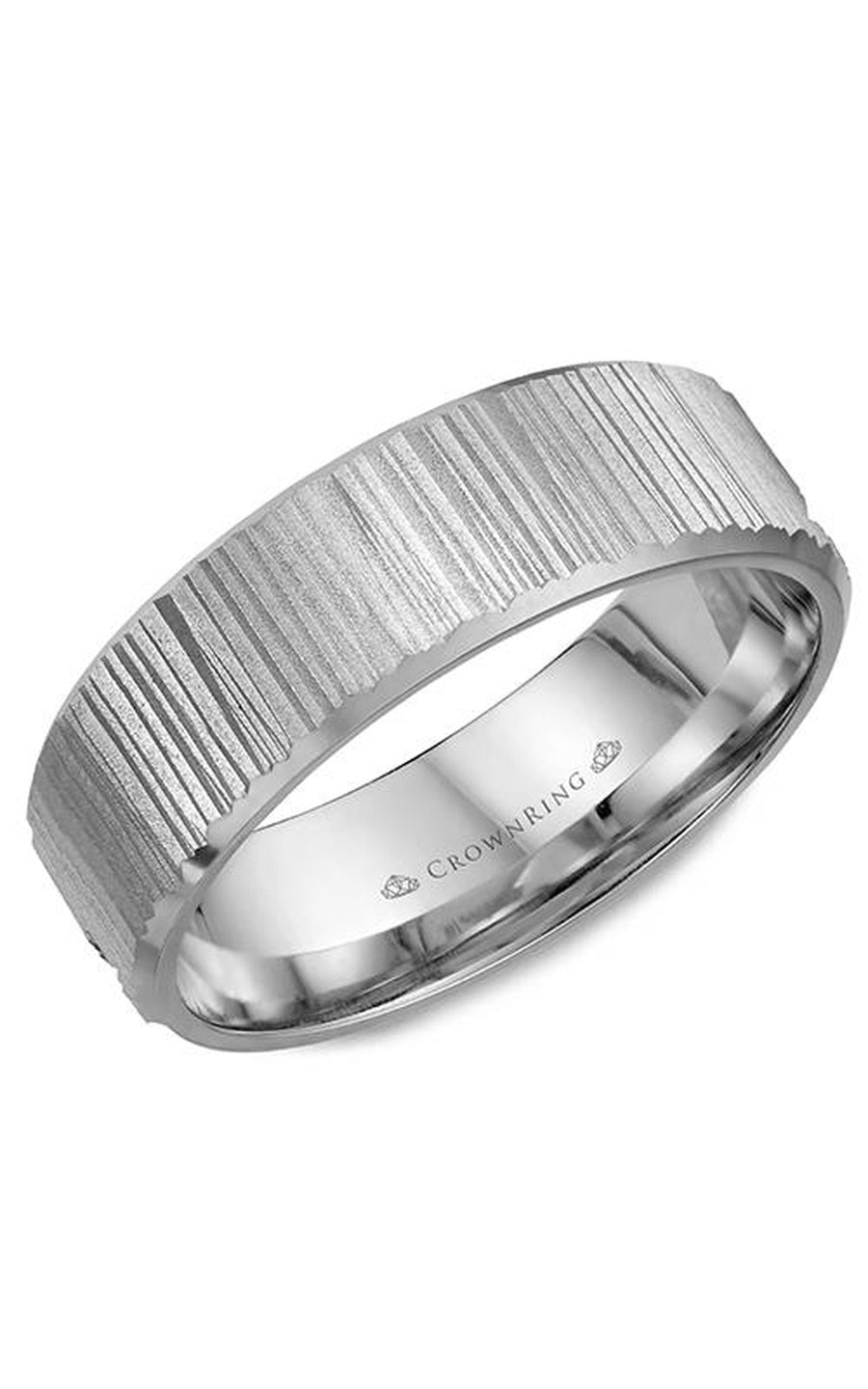 A 6.00mm Crownring Wedding Band in White Gold