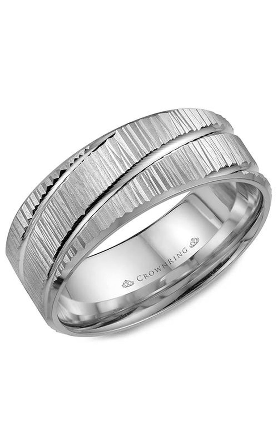 A 8.00mm Crownring Wedding Band in White Gold