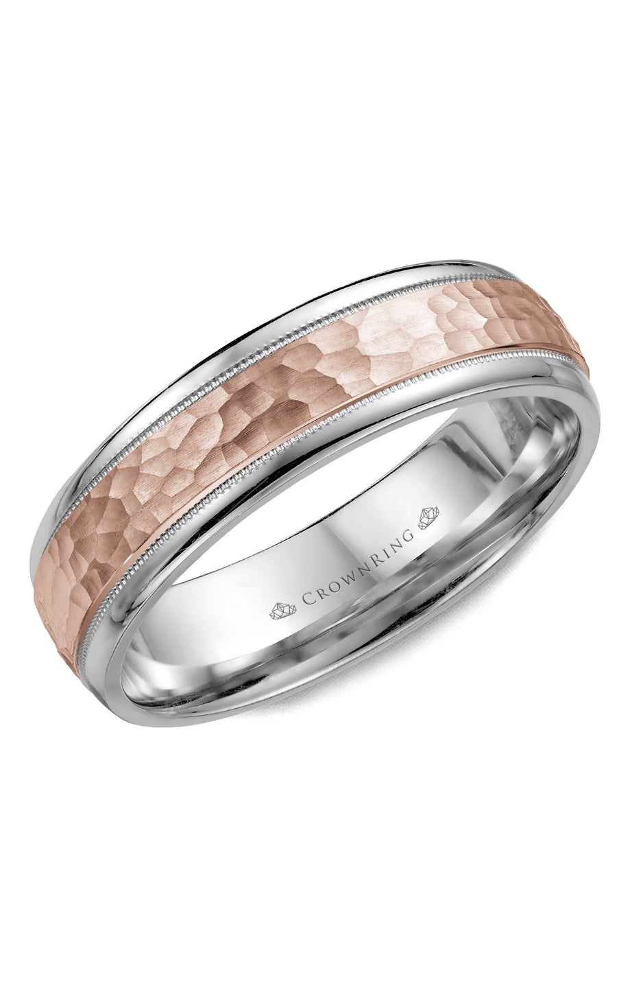 A 6.00mm Crownring Wedding Band in White Gold