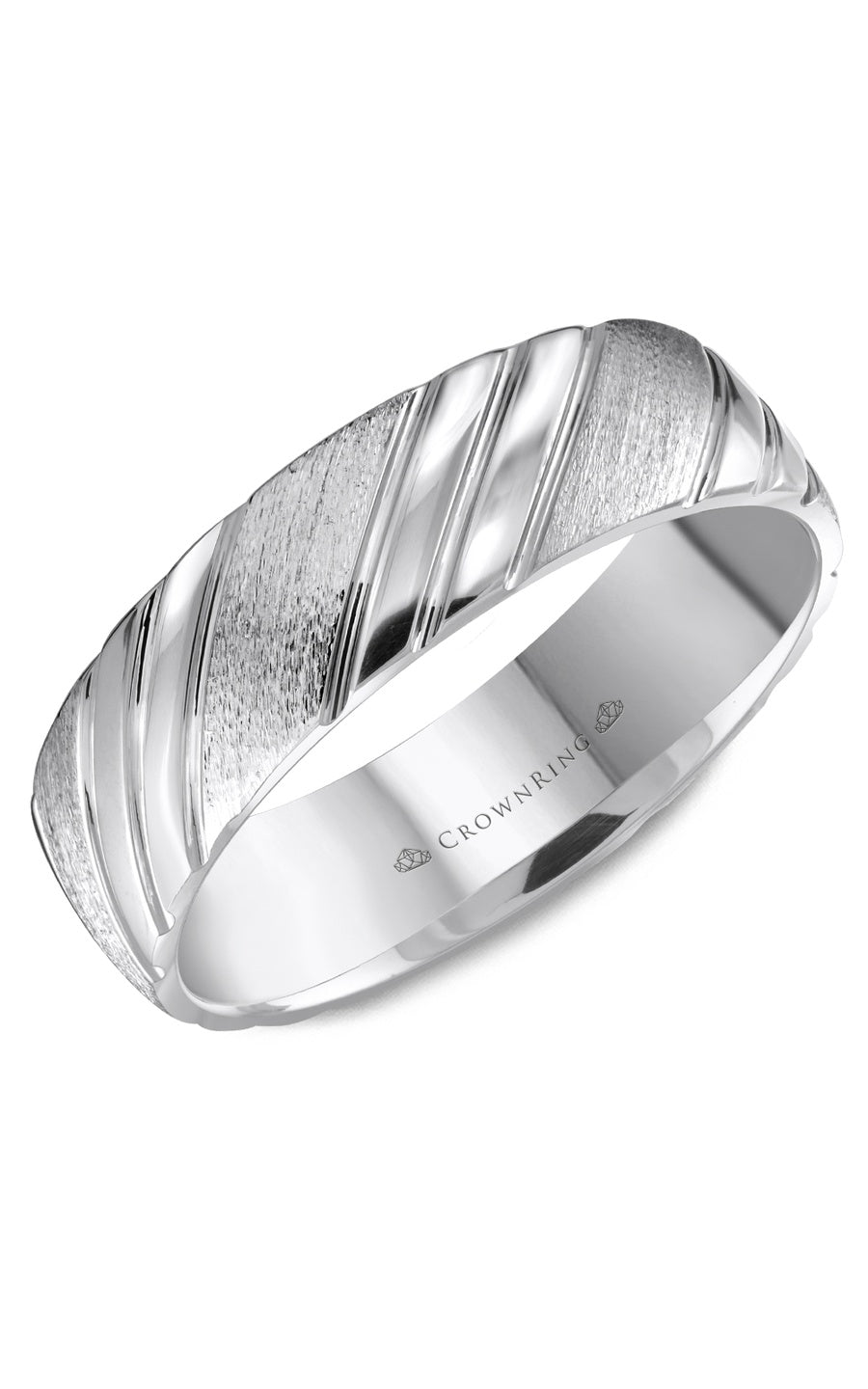 A 6.00mm Crownring Wedding Band in White Gold