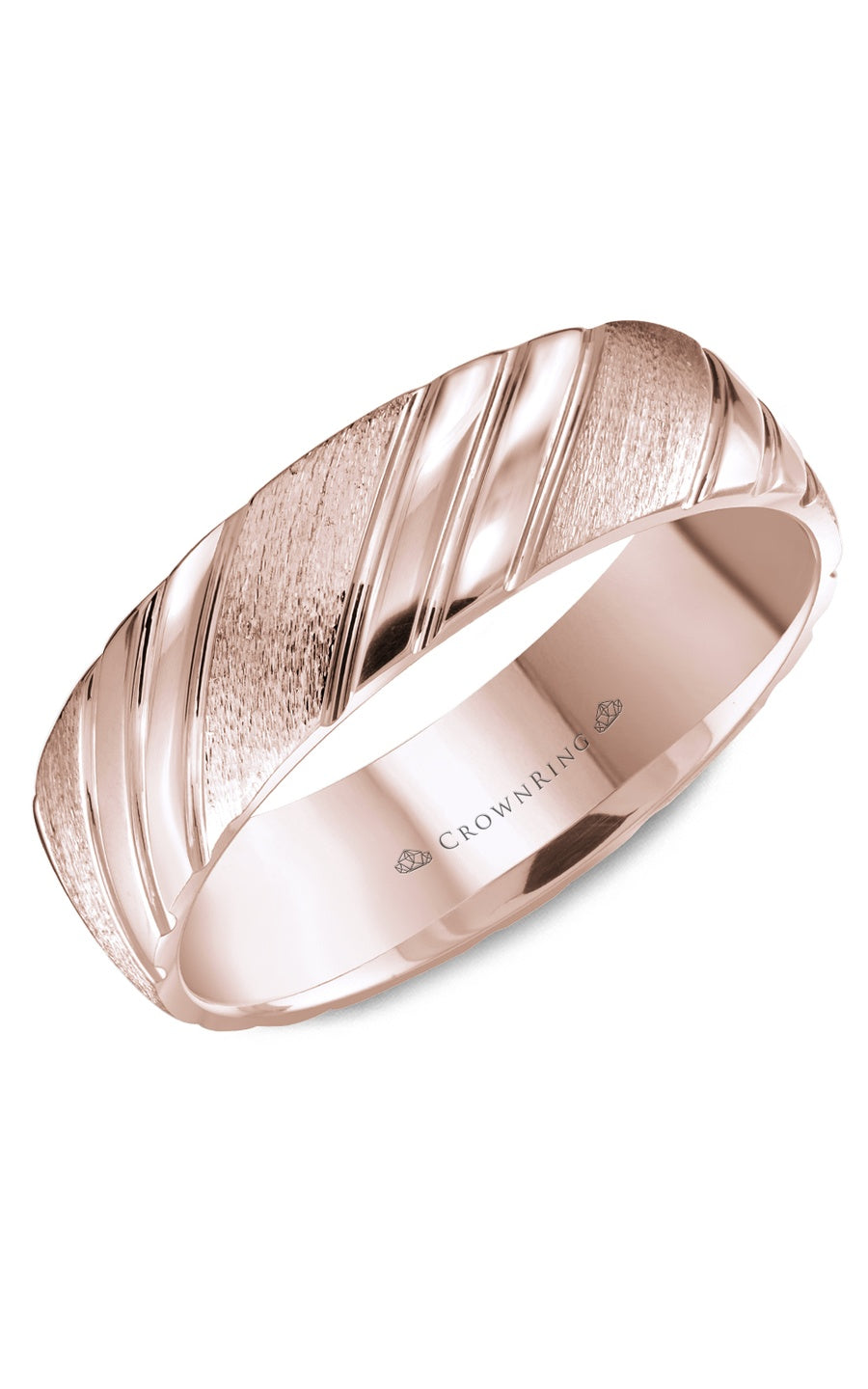 A 6.00mm Crownring Wedding Band in White Gold