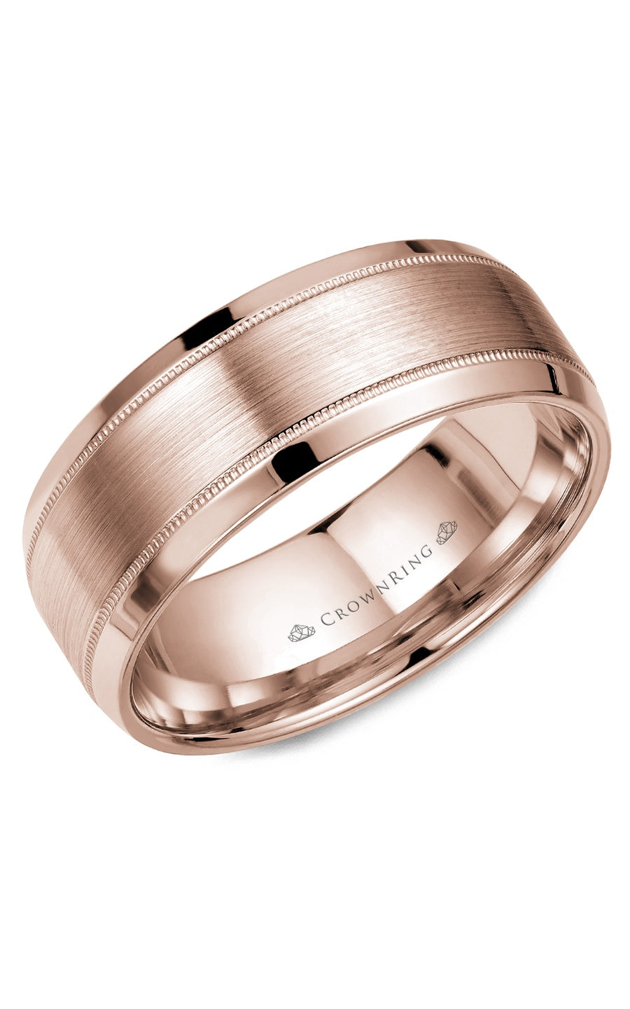 A 8.00mm Crownring Wedding Band in White Gold