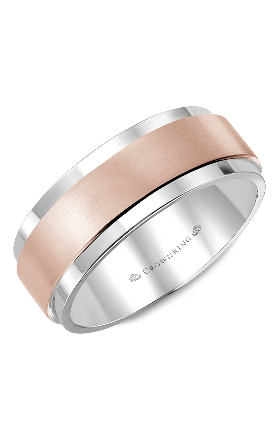 A 8.00mm Crownring Wedding Band in White Gold
