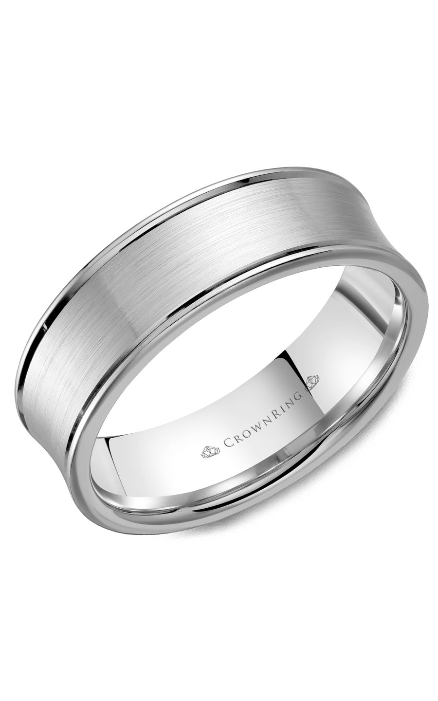 A 7.00mm Crownring Wedding Band in White Gold