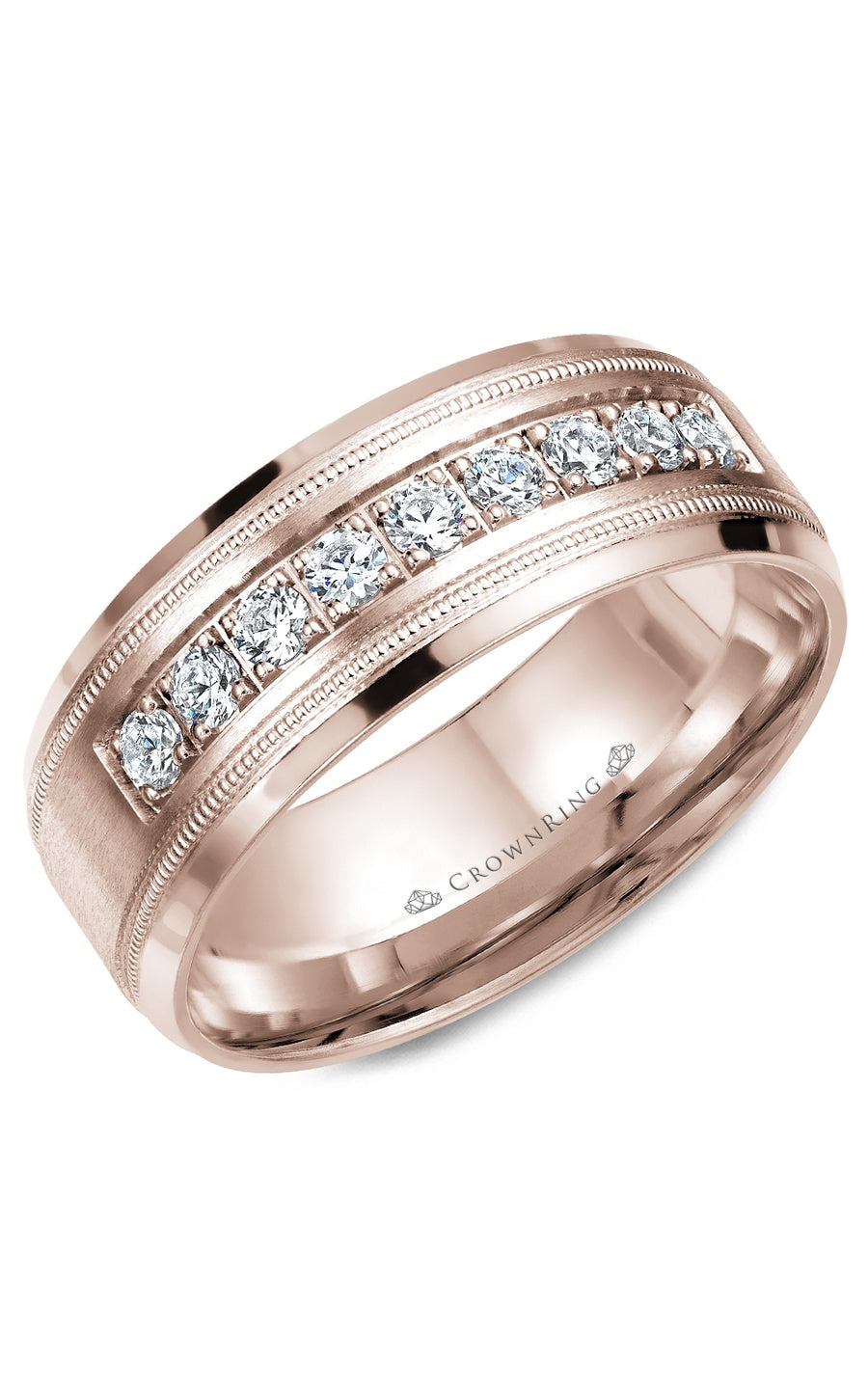 8 mm Diamond Gents Wedding Band