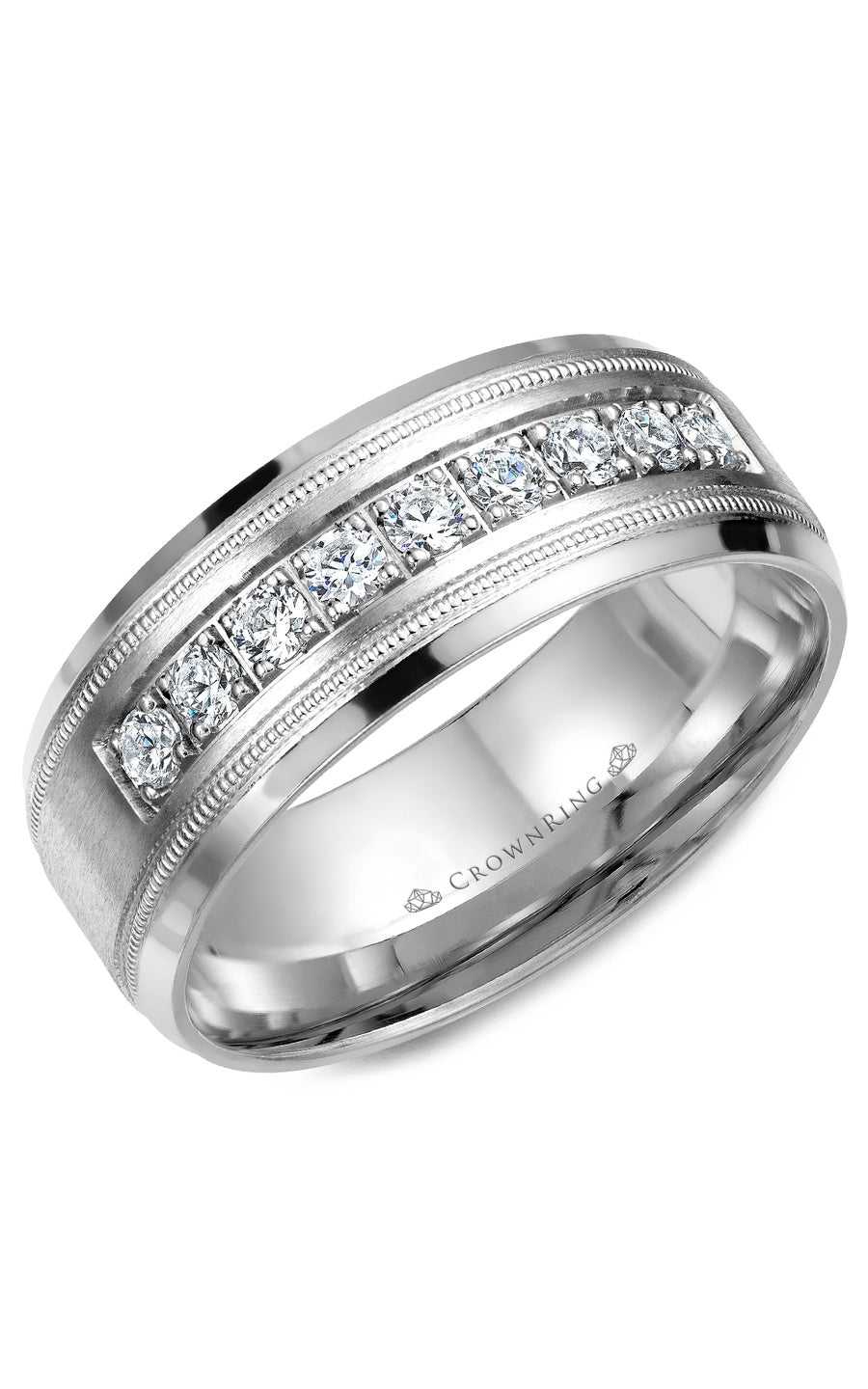 8 mm Diamond Gents Wedding Band