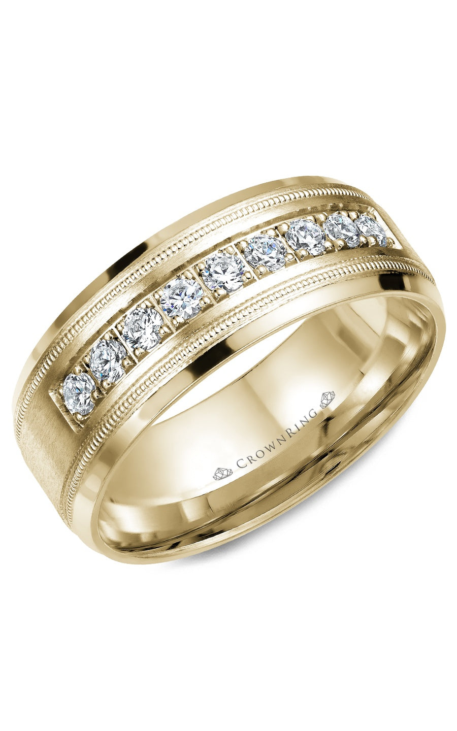 8 mm Diamond Gents Wedding Band