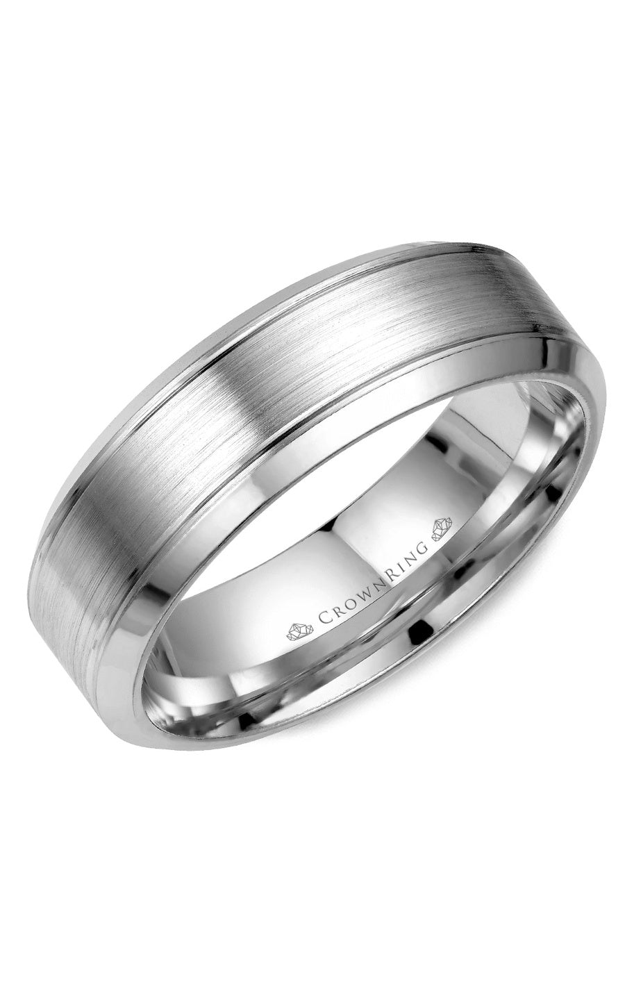 A 7.00mm Crownring Wedding Band in White Gold