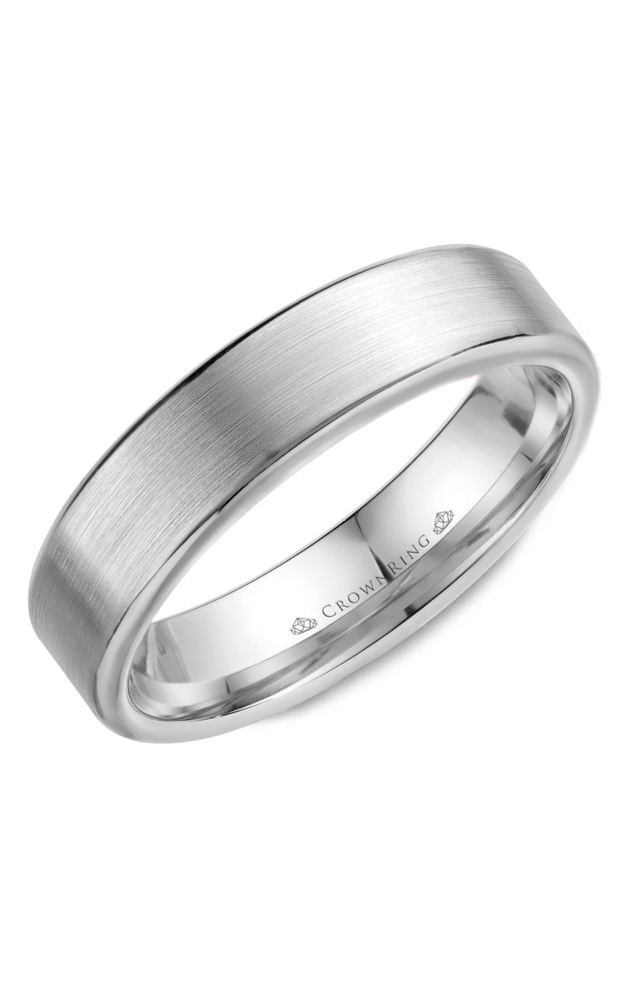 A 5.50mm Crownring Wedding Band in White Gold