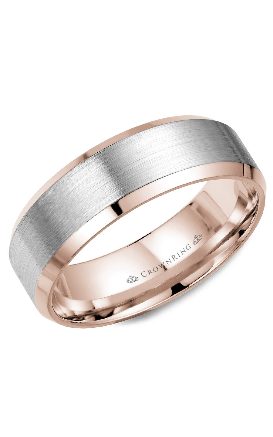 A 7.00mm Crownring Wedding Band in R&W Gold