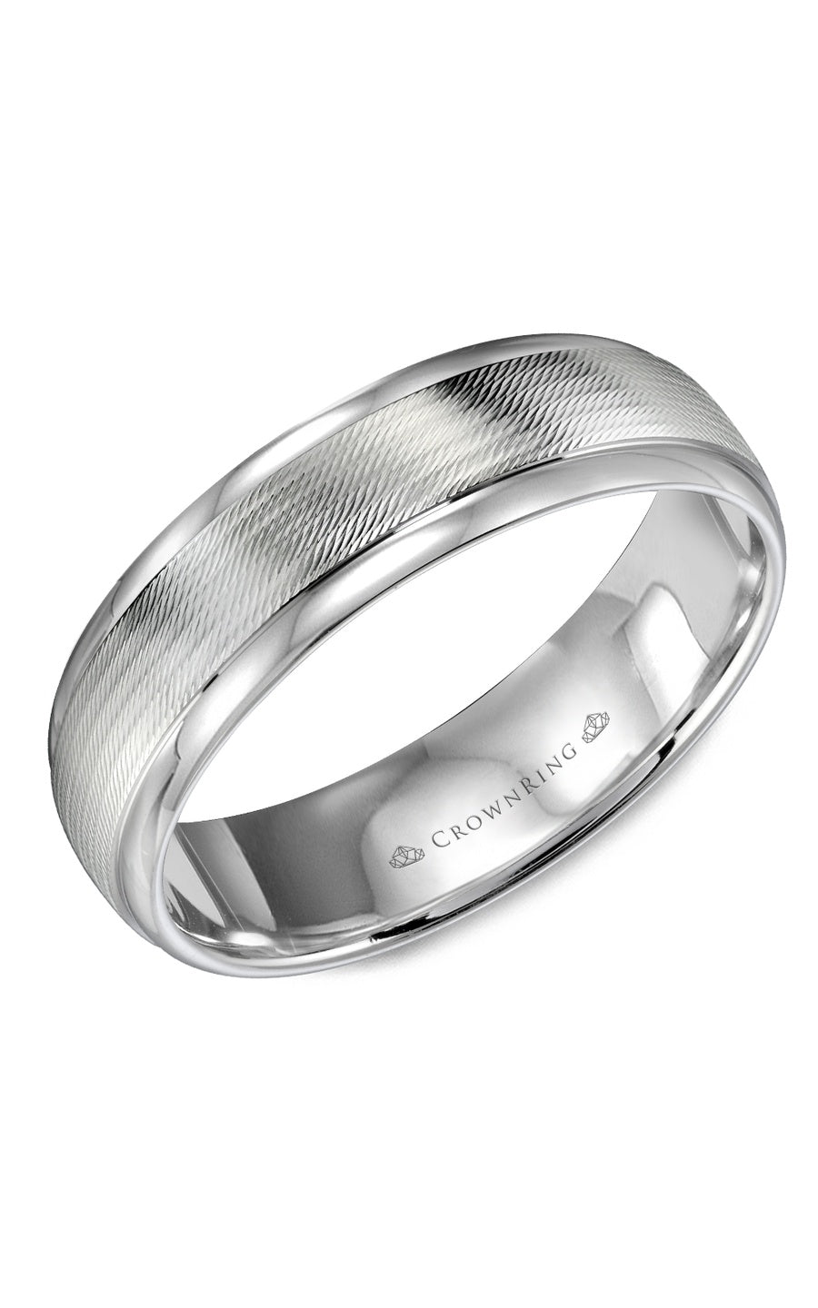 A 6.00mm Crownring Wedding Band in White Gold