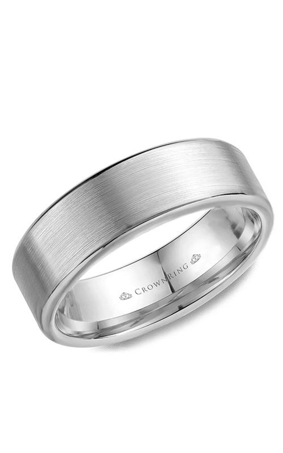 A 7.00mm Crownring Wedding Band in White Gold