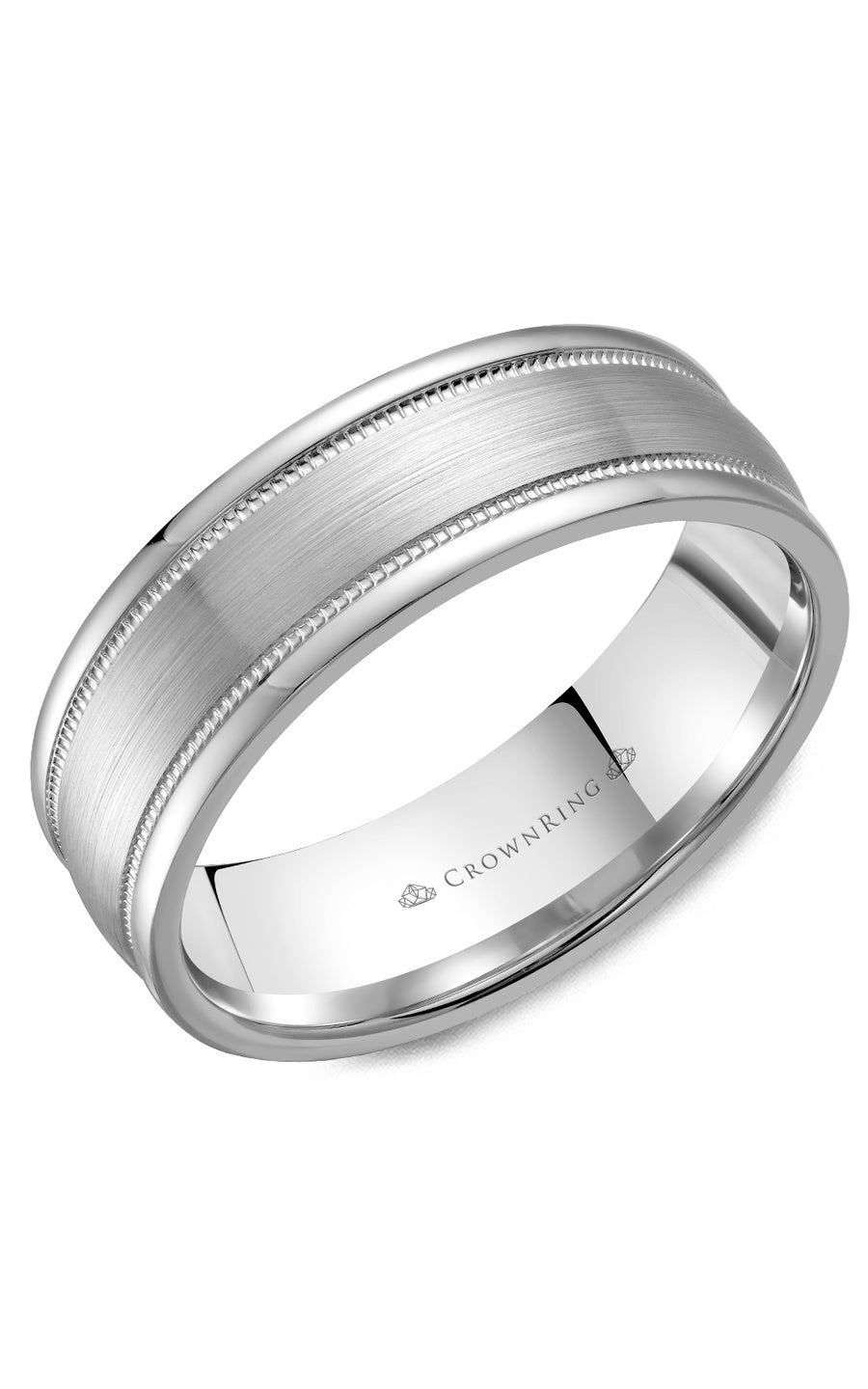 A 7.00mm Crownring Wedding Band in White Gold