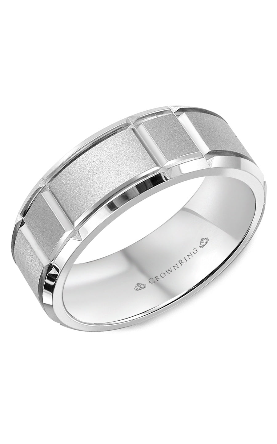 A 7.00mm Crownring Wedding Band in White Gold