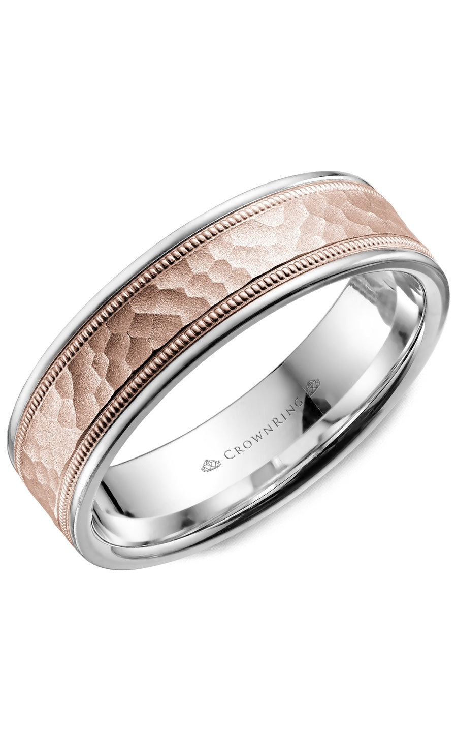 A 6.00mm Crownring Wedding Band in White Gold