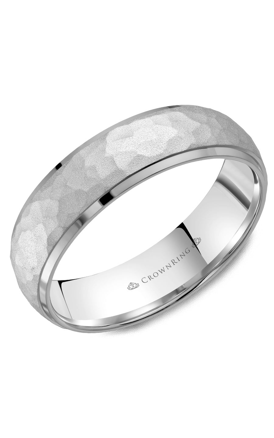 A 6.00mm Crownring Wedding Band in White Gold