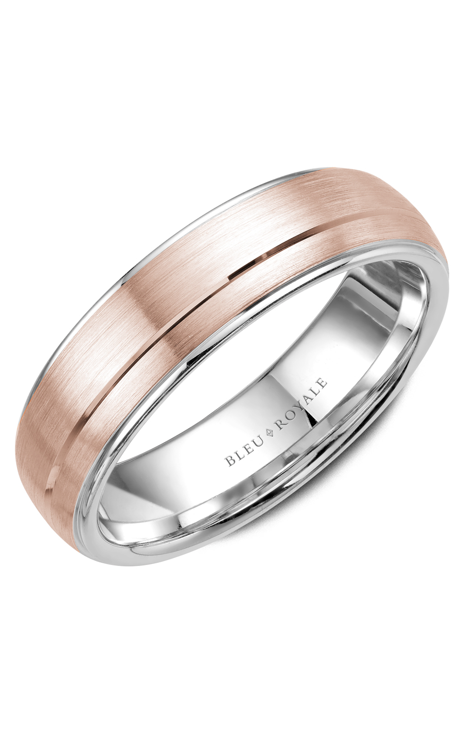 14K Rose Gold and 14K White Gold Gents Wedding Band