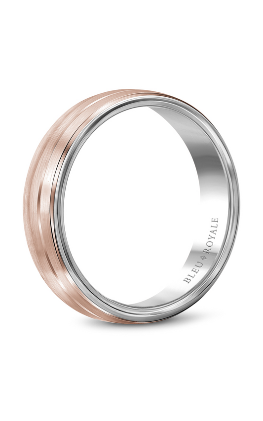 14K Rose Gold and 14K White Gold Gents Wedding Band