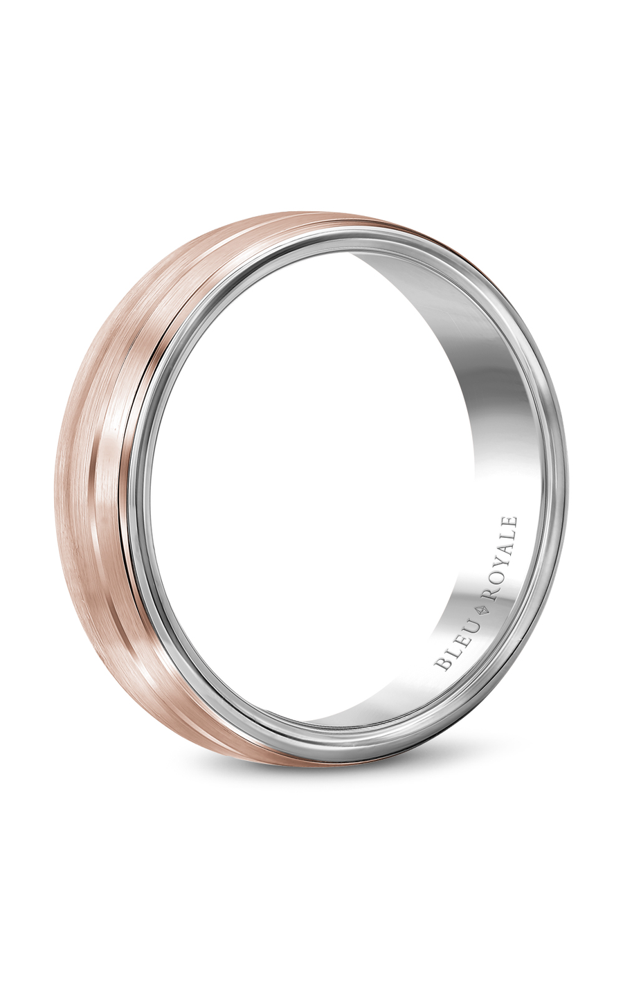 18K Rose Gold and 18K White Gold Gents Wedding Band