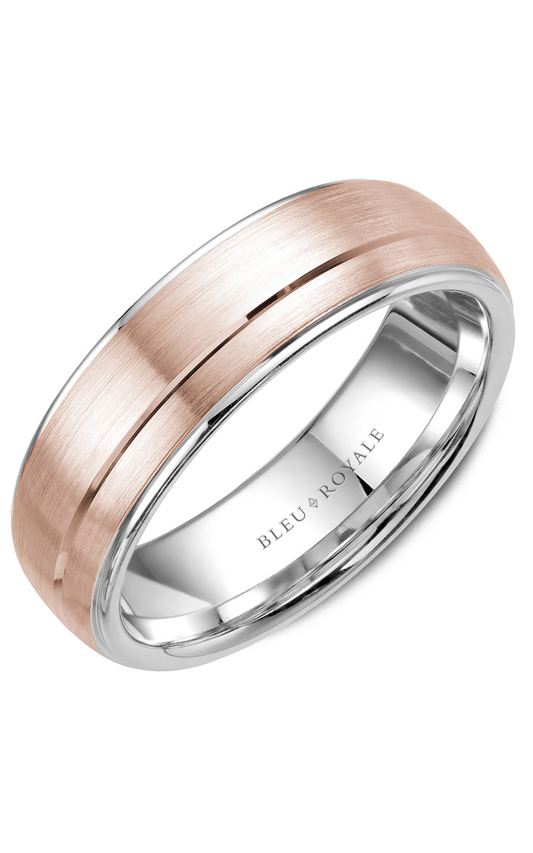 14K Rose Gold and 14K White Gold Gents Wedding Band