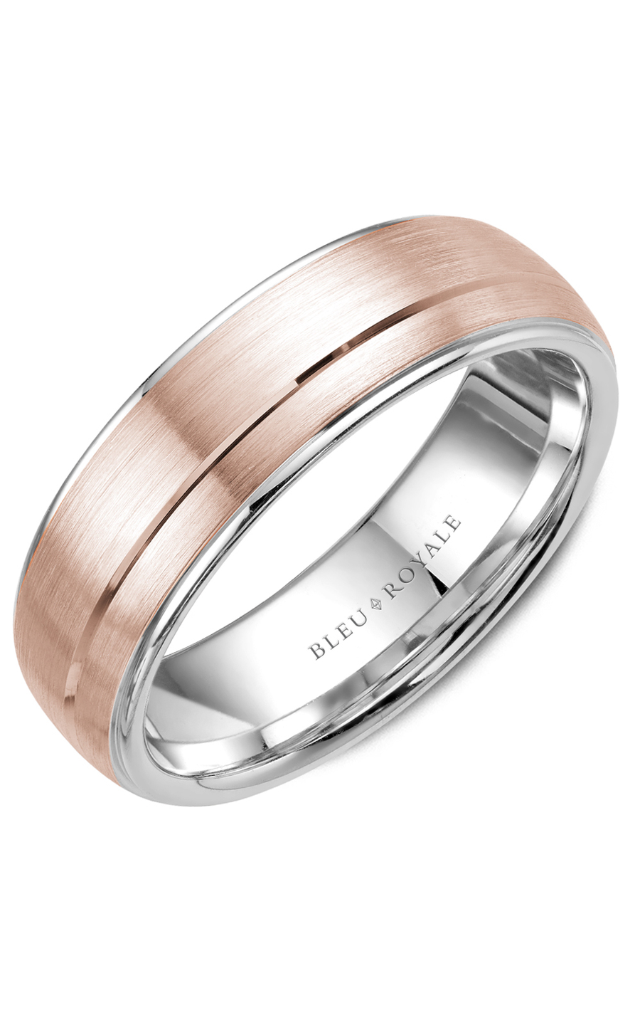 18K Rose Gold and 18K White Gold Gents Wedding Band