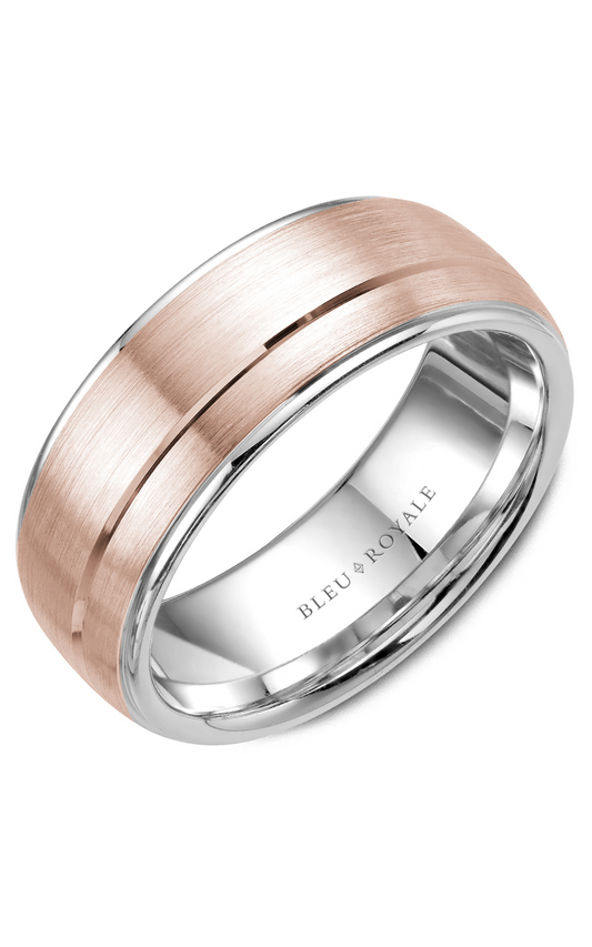 14K Rose Gold and 14K White Gold Gents Wedding Band