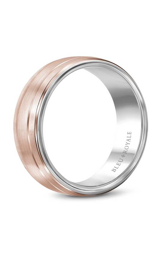 18K Rose Gold and 18K White Gold Gents Wedding Band