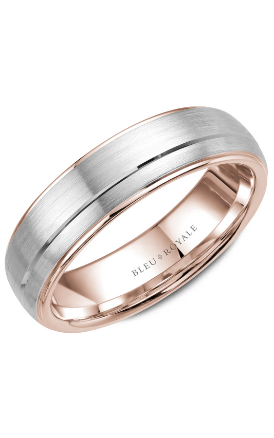 14K Rose Gold and 14K White Gold Gents Wedding Band