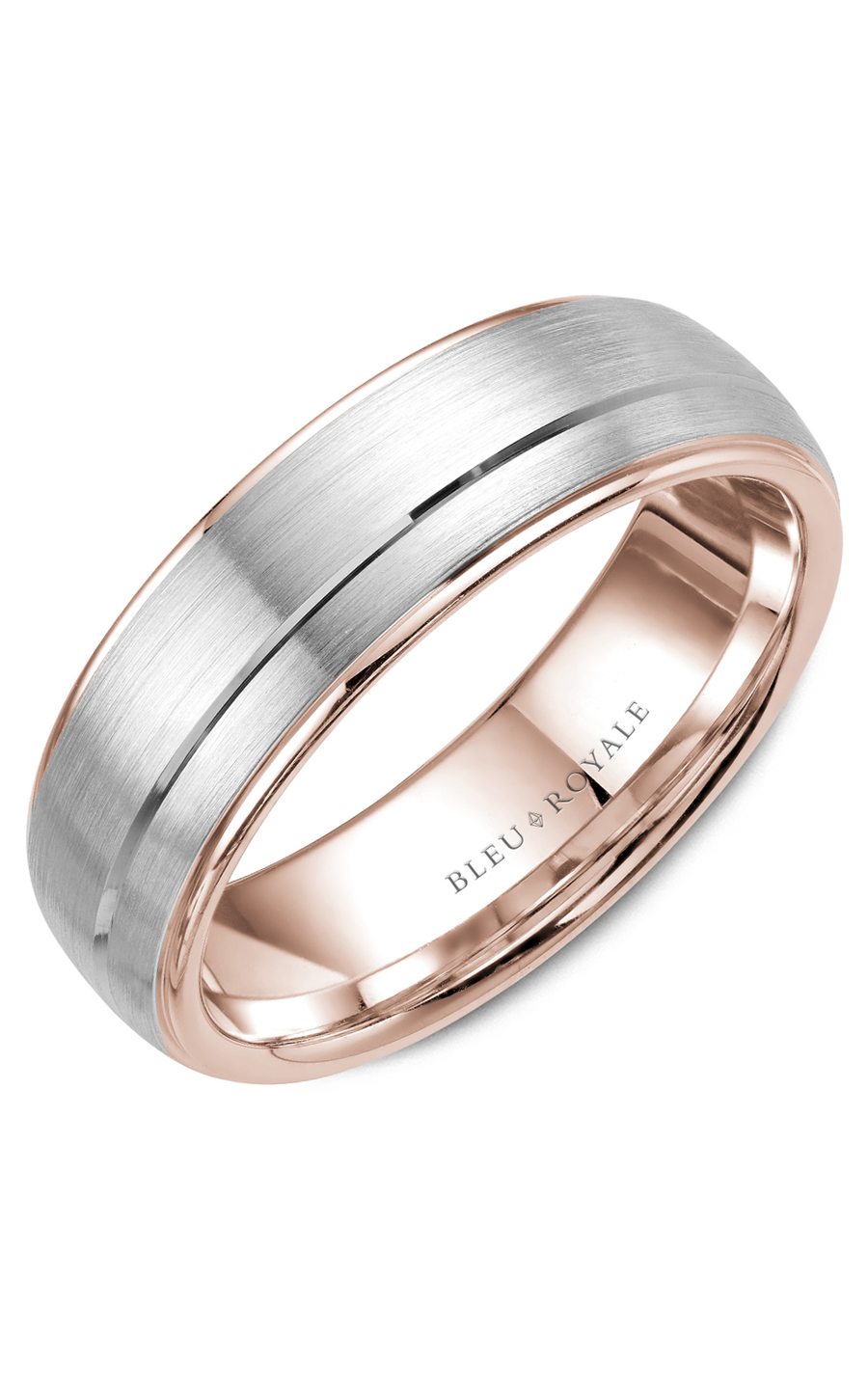 18K Rose Gold and 18K White Gold Gents Wedding Band