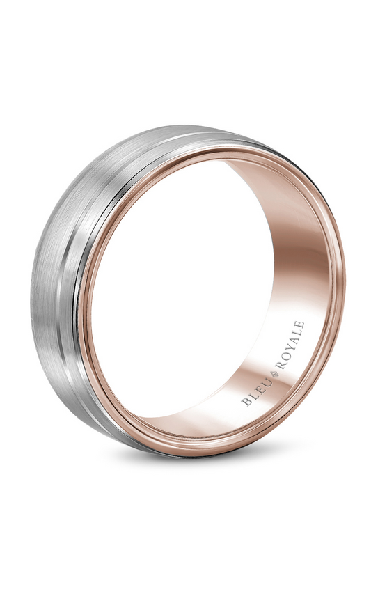 18K Rose Gold and 18K White Gold Gents Wedding Band