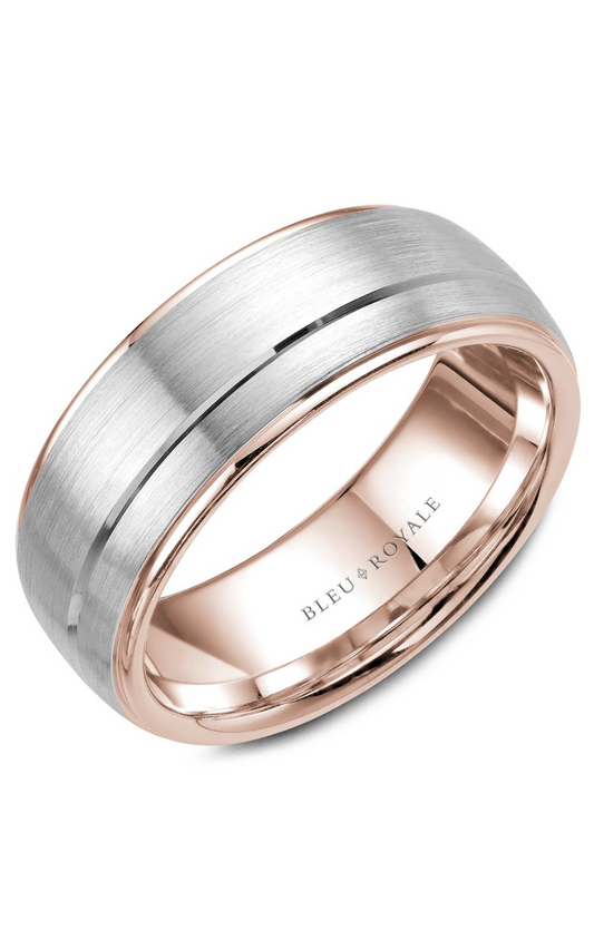 18K Rose Gold and 18K White Gold Gents Wedding Band