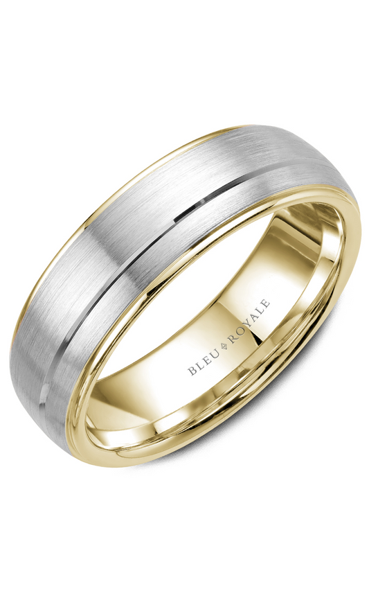 18K White Gold and 18K Yellow Gold Gents Wedding Band