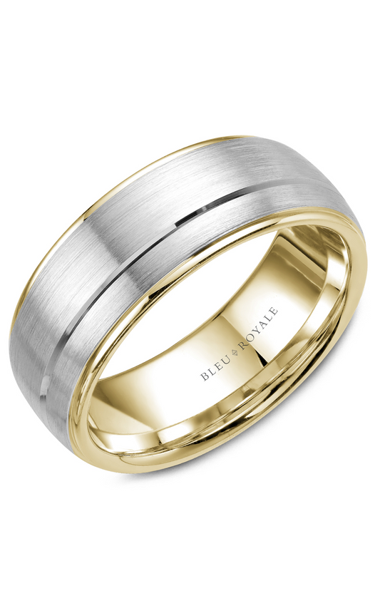18K White Gold and 18K Yellow Gold Gents Wedding Band
