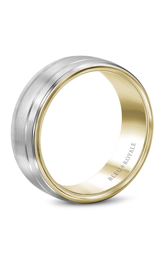 18K White Gold and 18K Yellow Gold Gents Wedding Band