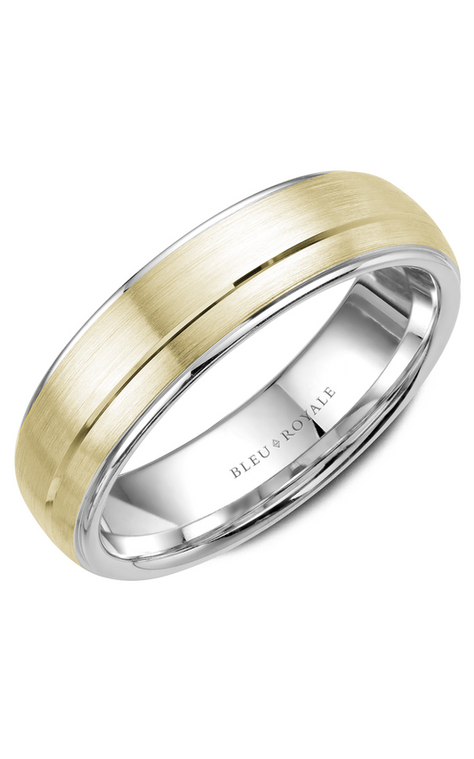 14K White Gold and 14K Yellow Gold Gents Wedding Band
