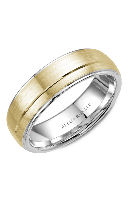 14K White Gold and 14K Yellow Gold Gents Wedding Band