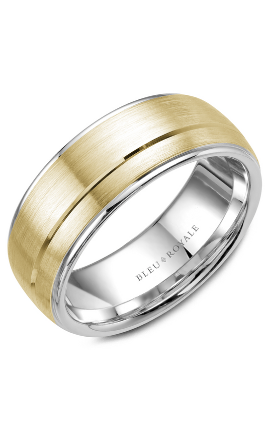 18K White Gold and 18K Yellow Gold Gents Wedding Band