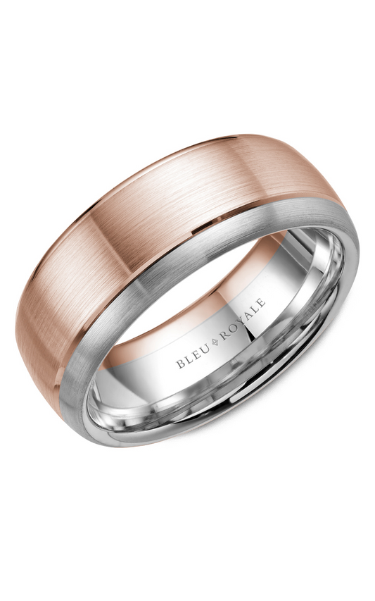 18K Rose Gold and 18K White Gold Gents Wedding Band