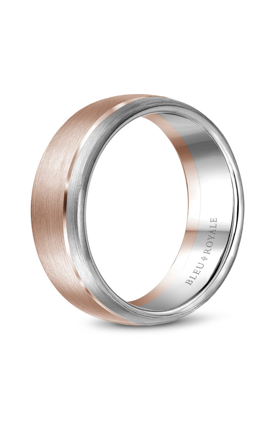 18K Rose Gold and 18K White Gold Gents Wedding Band