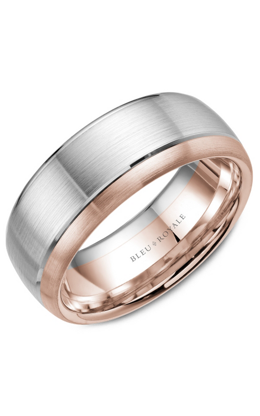 18K Rose Gold and 18K White Gold Gents Wedding Band