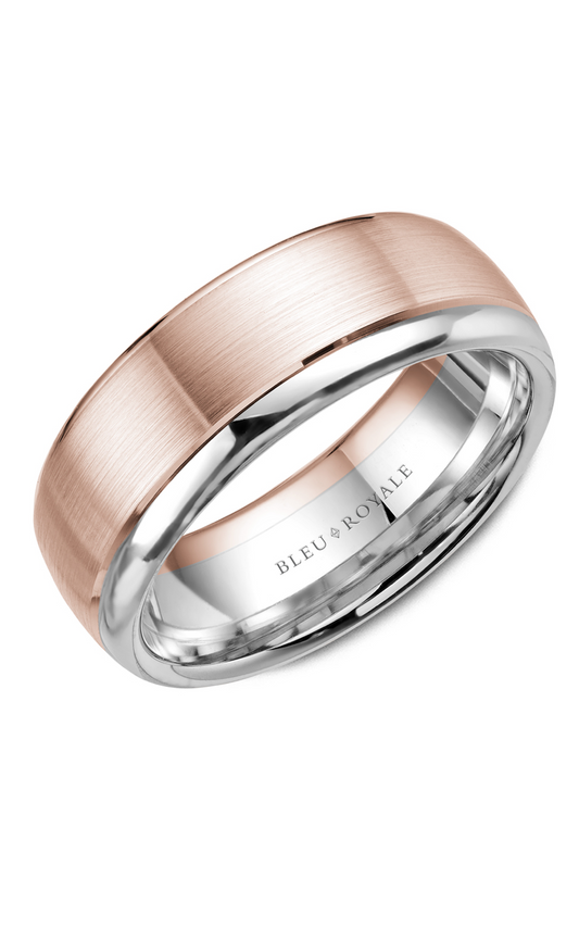 18K Rose Gold and 18K White Gold Gents Wedding Band