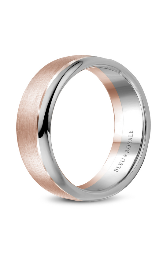 18K Rose Gold and 18K White Gold Gents Wedding Band