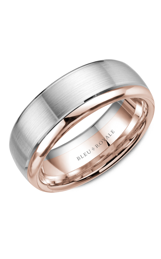 14K Rose Gold and 14K White Gold Gents Wedding Band