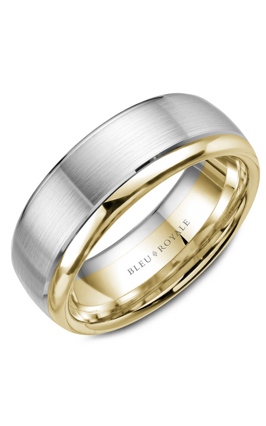 18K White Gold and 18K Yellow Gold Gents Wedding Band