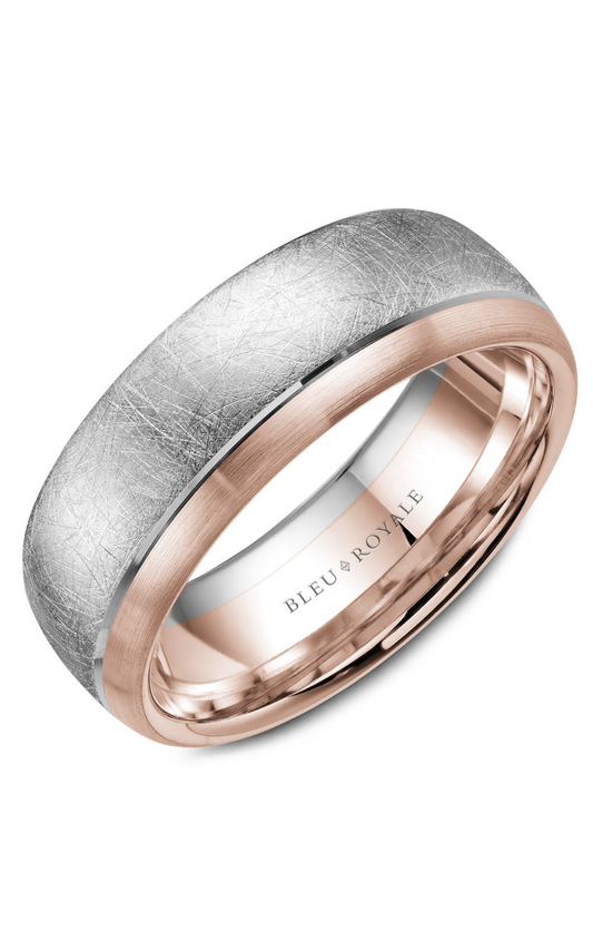 14K Rose Gold and 14K White Gold Gents Wedding Band