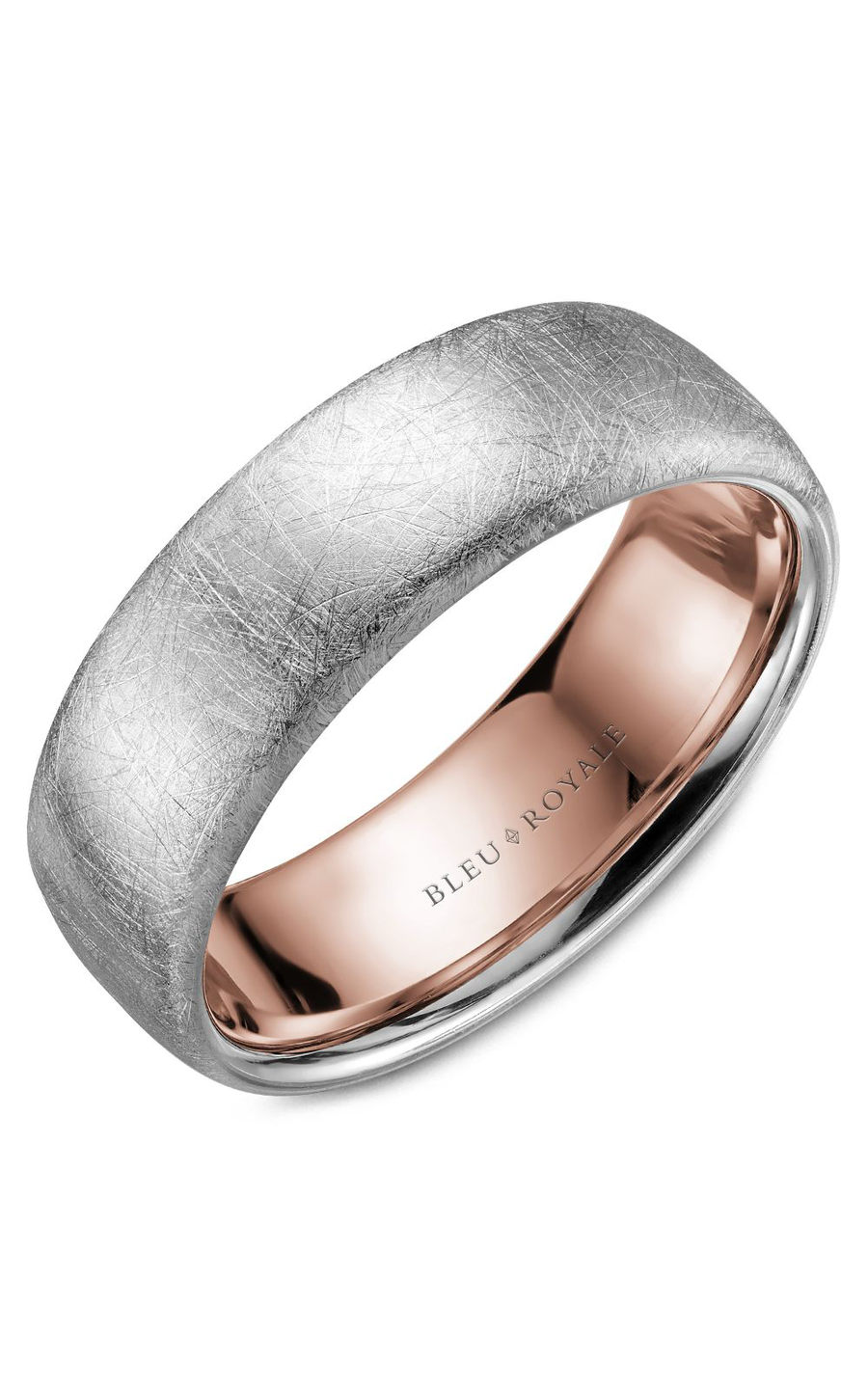 14K Rose Gold and 14K White Gold Gents Wedding Band