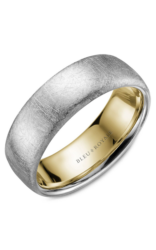 14K White Gold and 14K Yellow Gold Gents Wedding Band