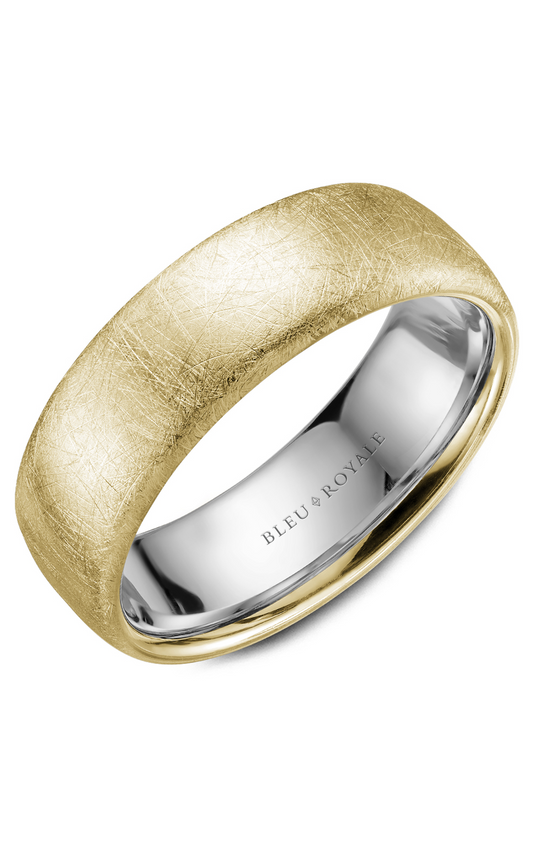 18K White Gold and 18K Yellow Gold Gents Wedding Band