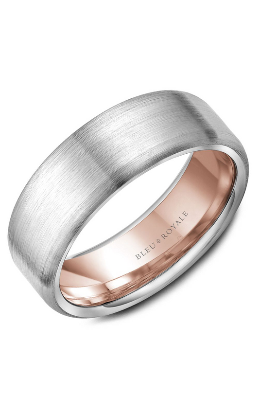 18K Rose Gold and 18K White Gold Gents Wedding Band